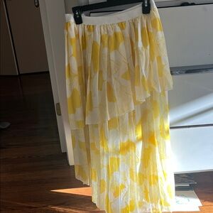 Yellow and White Layered Women's Skirt size S
